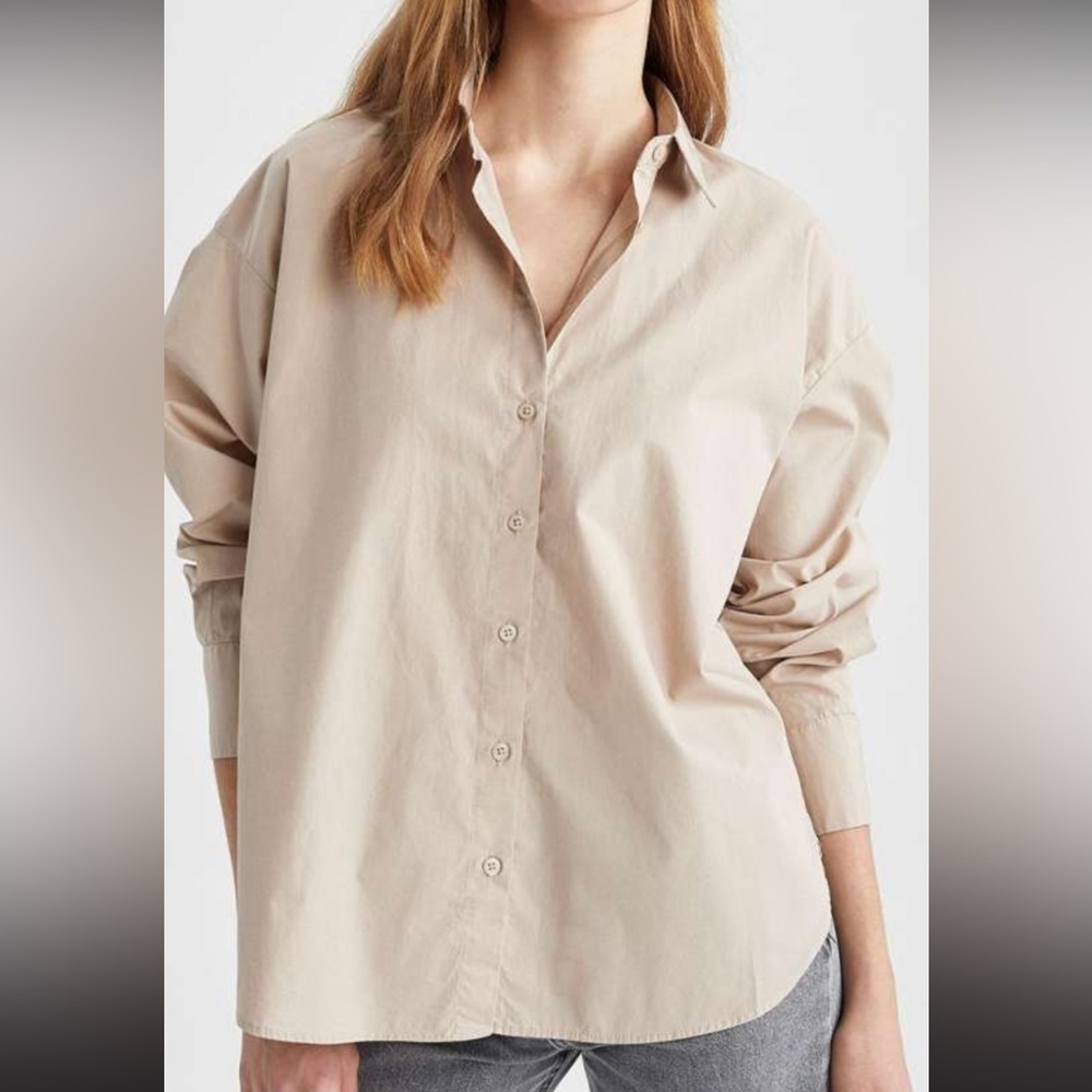 Babaton Aritzia XS tan coloured oversized button down cotton shirt  NWOT